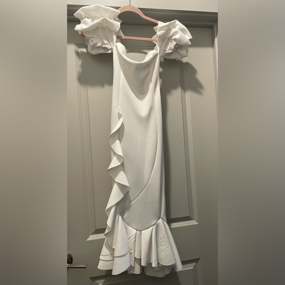 Fashion Nova Ruffle Midi Dress - Ivory